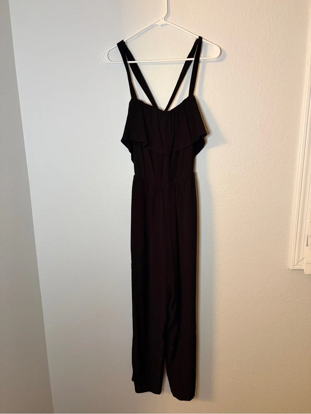 Madewell Black Apron Ruffle Jumpsuit Sz XS